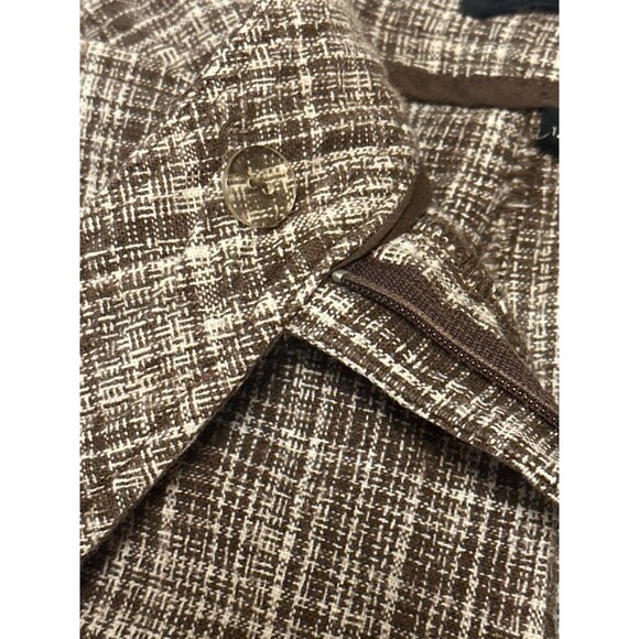 Talbot's Woman Capri Pants Brown & White Plaid Print Linen Blend Women Size 14W - Picture 12 of 16